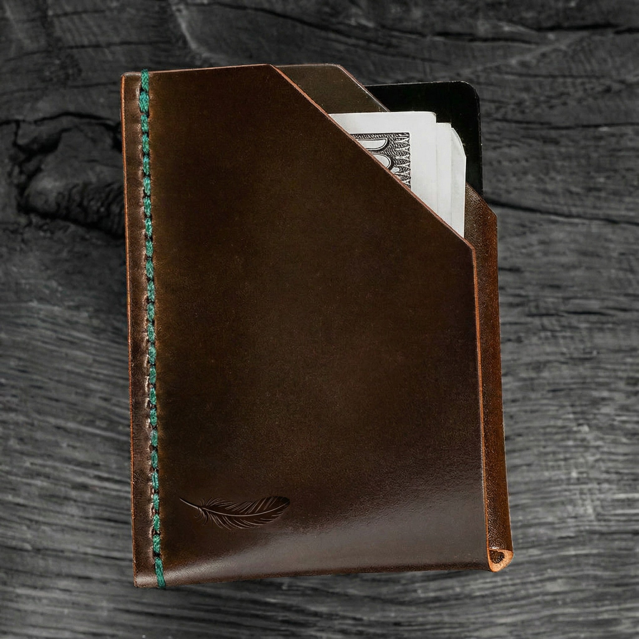 Handmade Horween Shell Cordovan Card Holder – Minimalist Front-Pocket Wallet