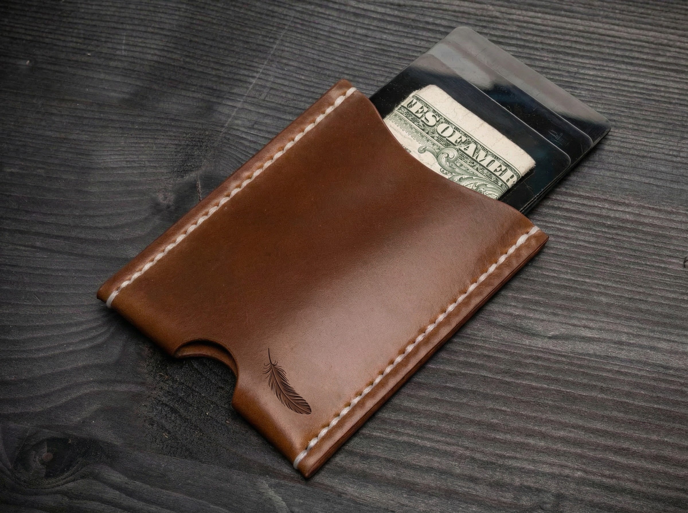 Minimalist Shell Cordovan Leather Card Holder β Slim Front - Pocket Wallet