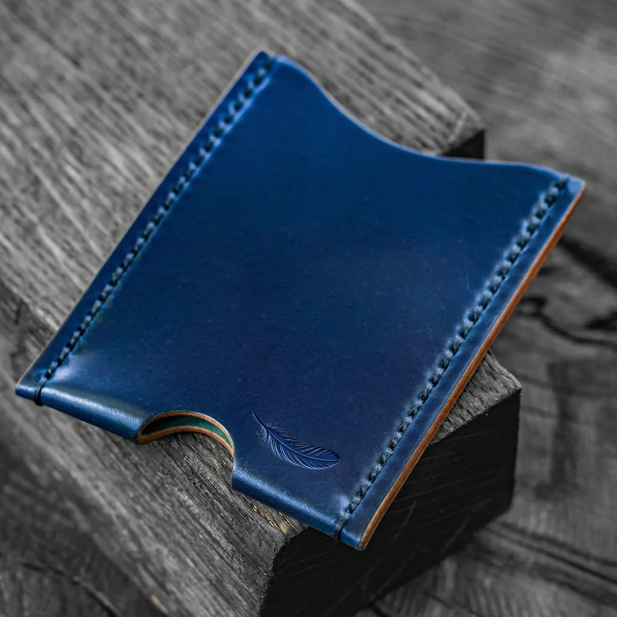 Minimalist Shell Cordovan Leather Card Holder – Slim Front - Pocket Wallet