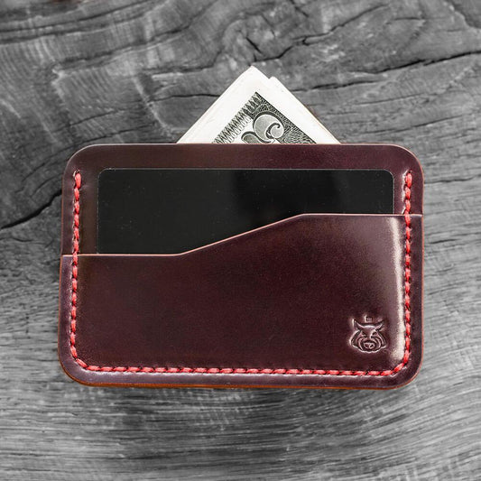 Handmade Horween Shell Cordovan Card Holder – Slim Front-Pocket Wallet