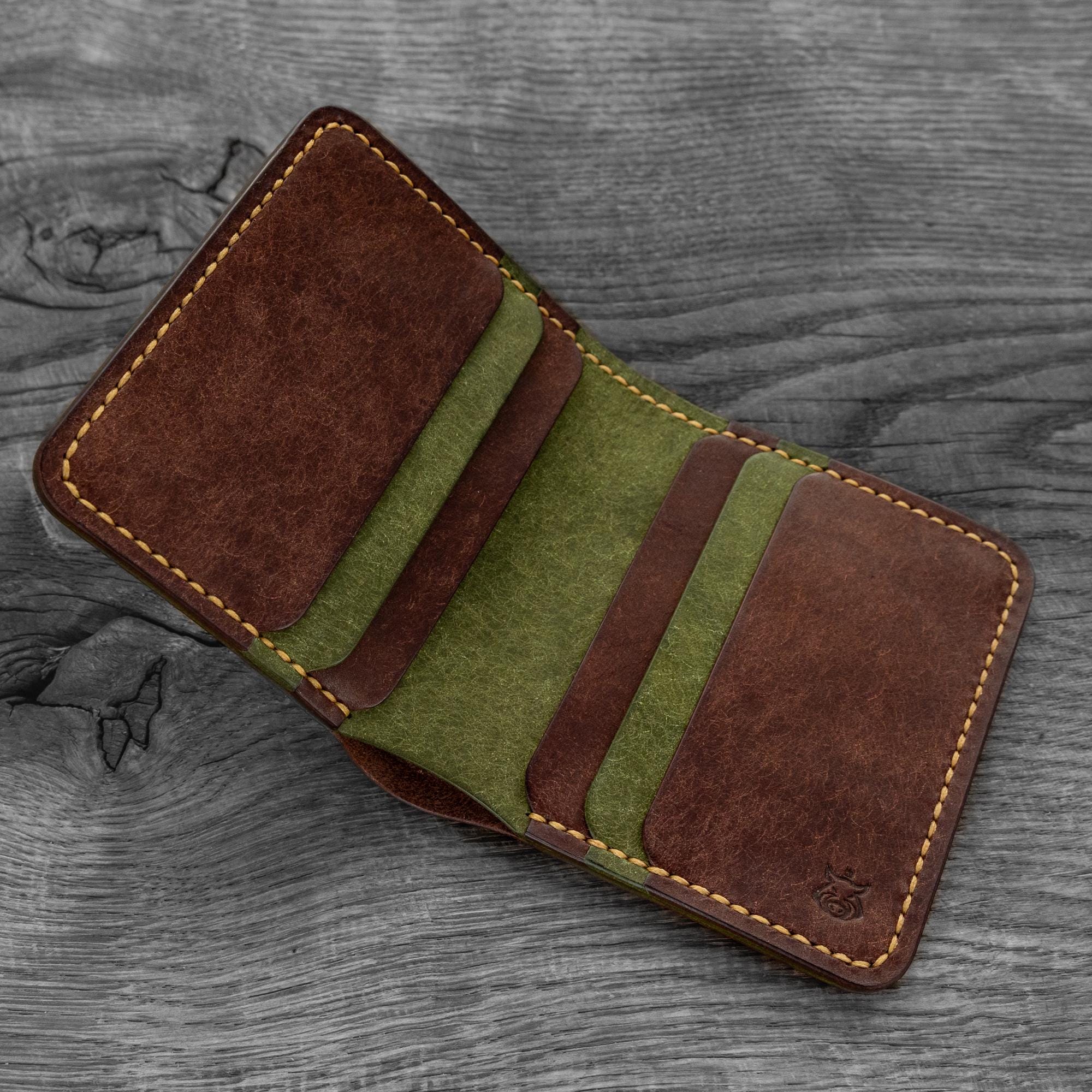 Handmade Italian Leather Bifold Wallet - Veg-Tanned, Slim Bifold