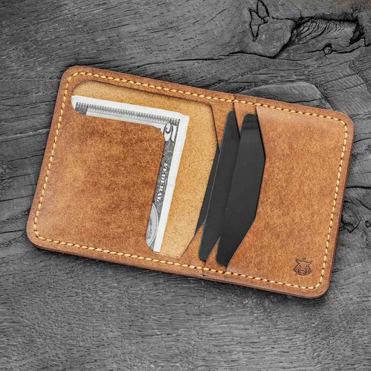 Handmade Minimalist Leather Card Holder – Front-Pocket Slim Wallet in Full‑Grain Italian Leather