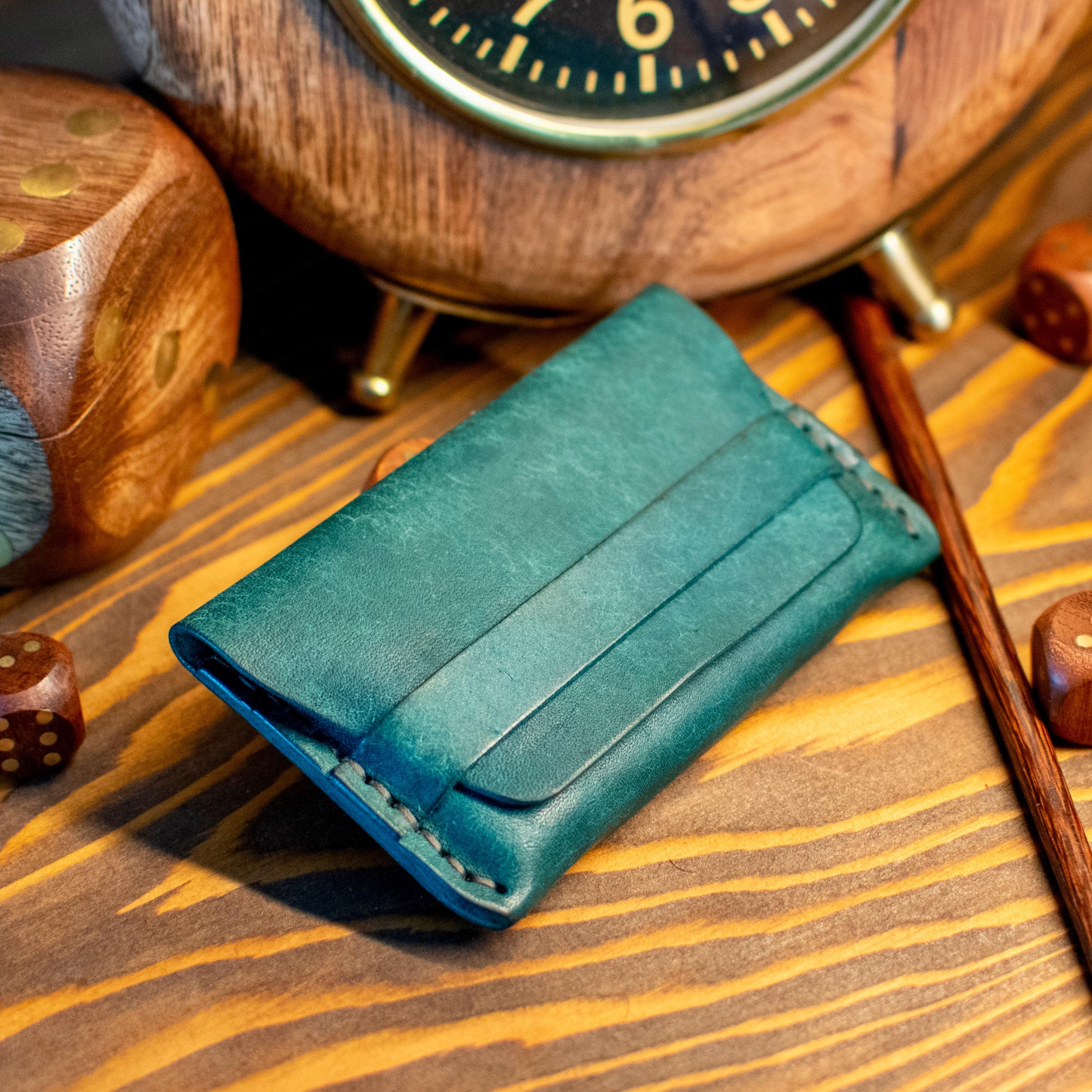Handmade Italian Pueblo Leather Wallet – Minimalist Slim Flap Card Holder for Men & Women