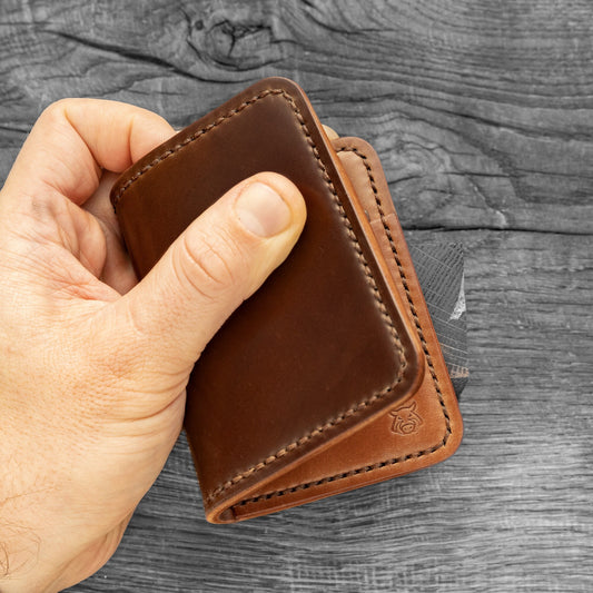 Vertical Leather Bifold Wallet – Horween Shell Cordovan