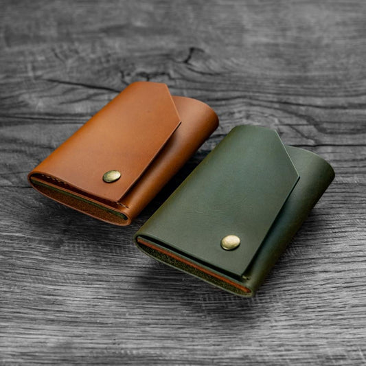 Handmade Minimalist Leather Cardholder – Slim Wallet in Full‑Grain Italian Leather