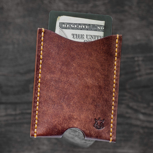 Handmade Cloak Leather Card Holder – Minimalist Slim Wallet in Full‑Grain Italian Leather