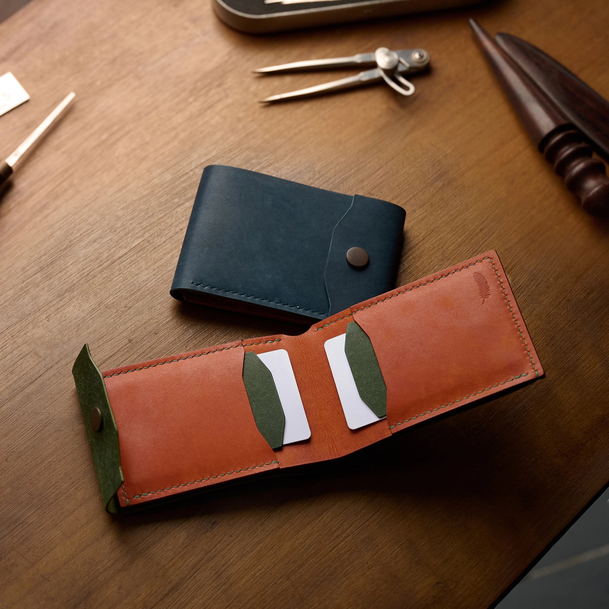 Pueblo Leather Minimal Snap Flap Wallet Ver 2