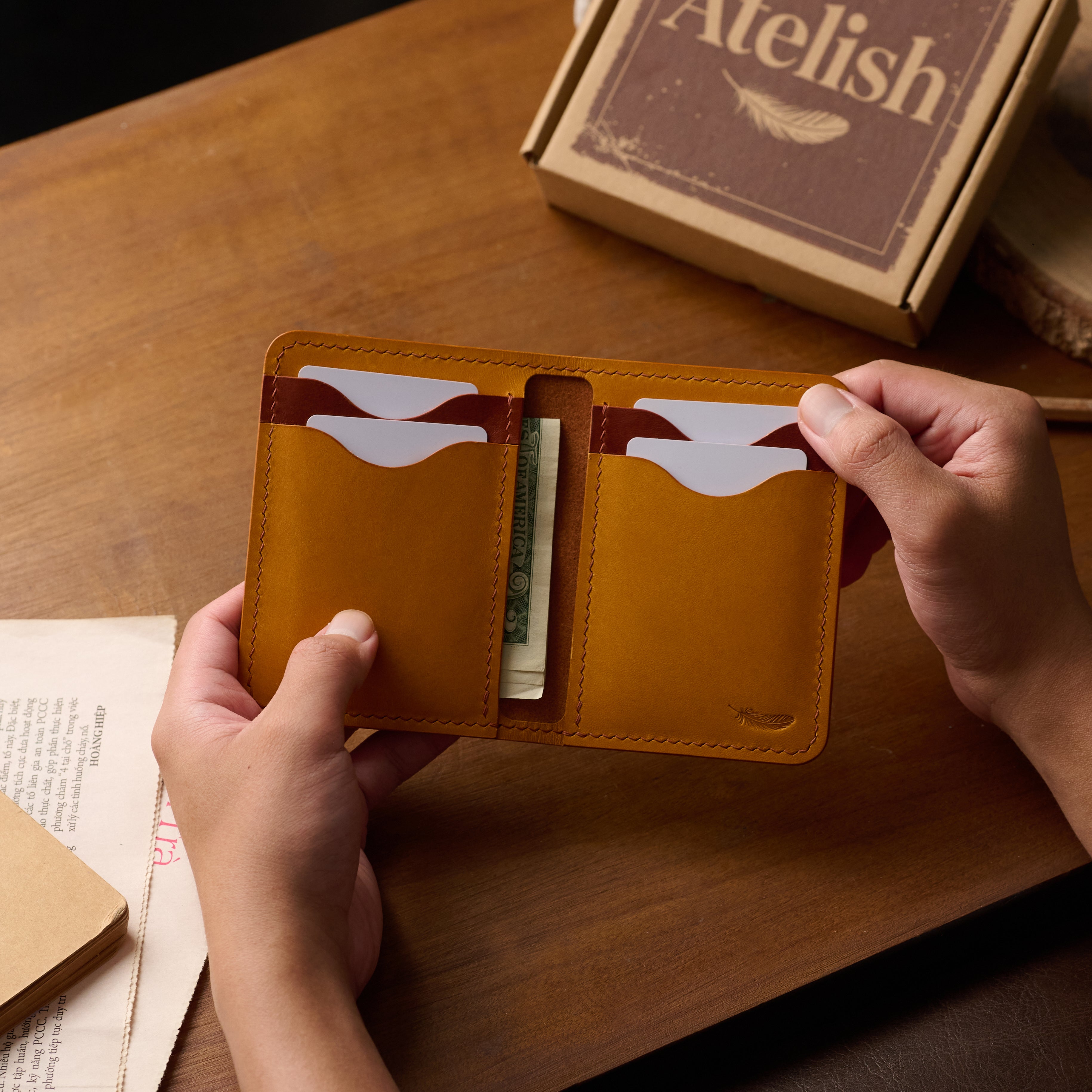 Atelish Buttero Leather Bifold Card Holder