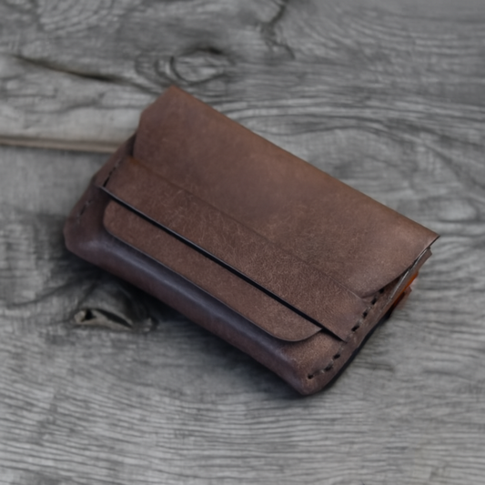 Handmade Italian Pueblo Leather Wallet – Minimalist Slim Flap Card Holder for Men & Women