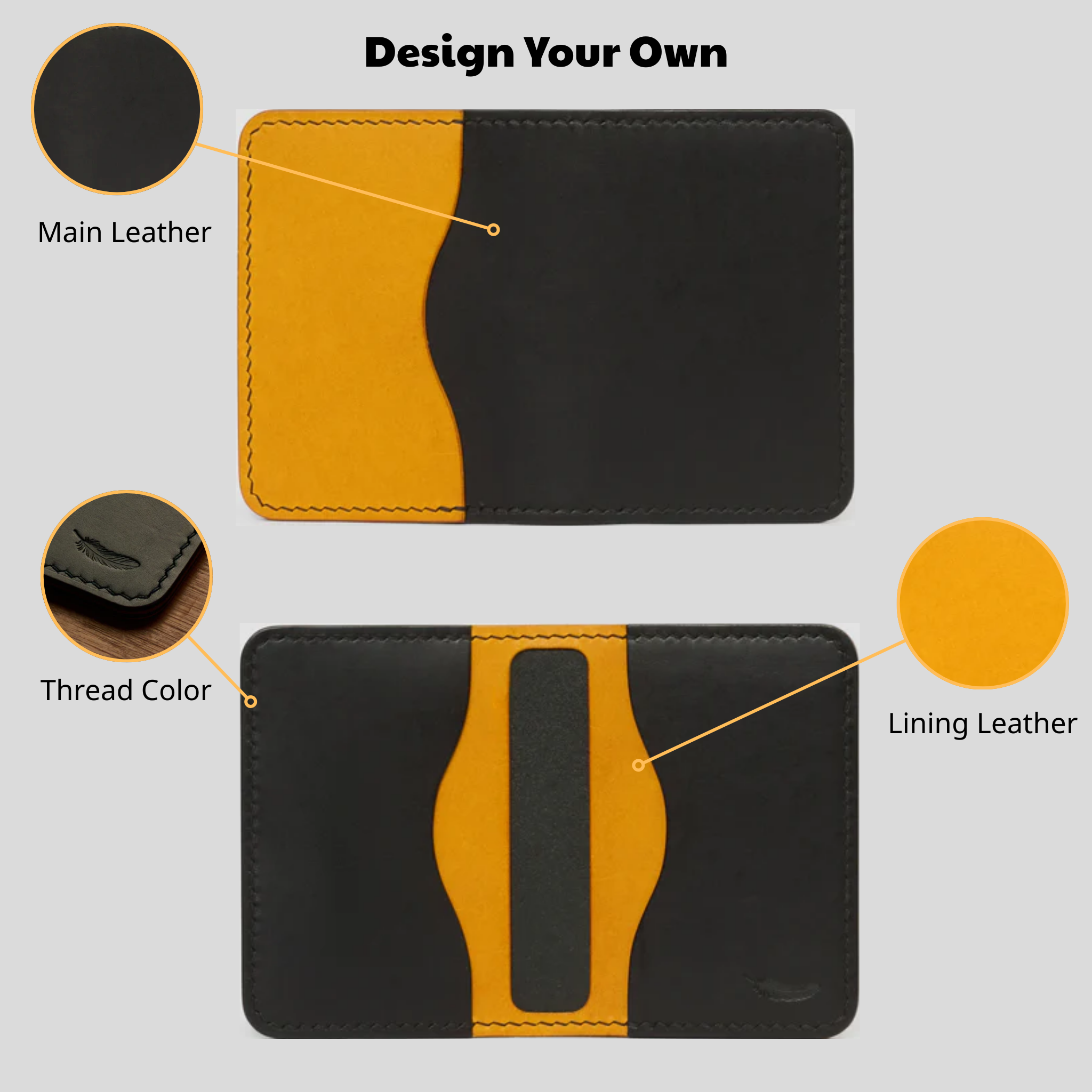 Custom Atelish Two-Tone Slim Bifold Card Holder