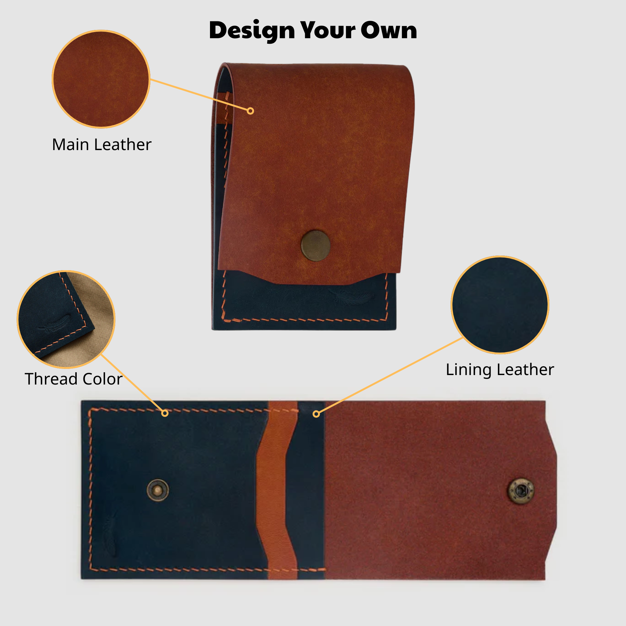 Custom Minimal Snap Flap Wallet