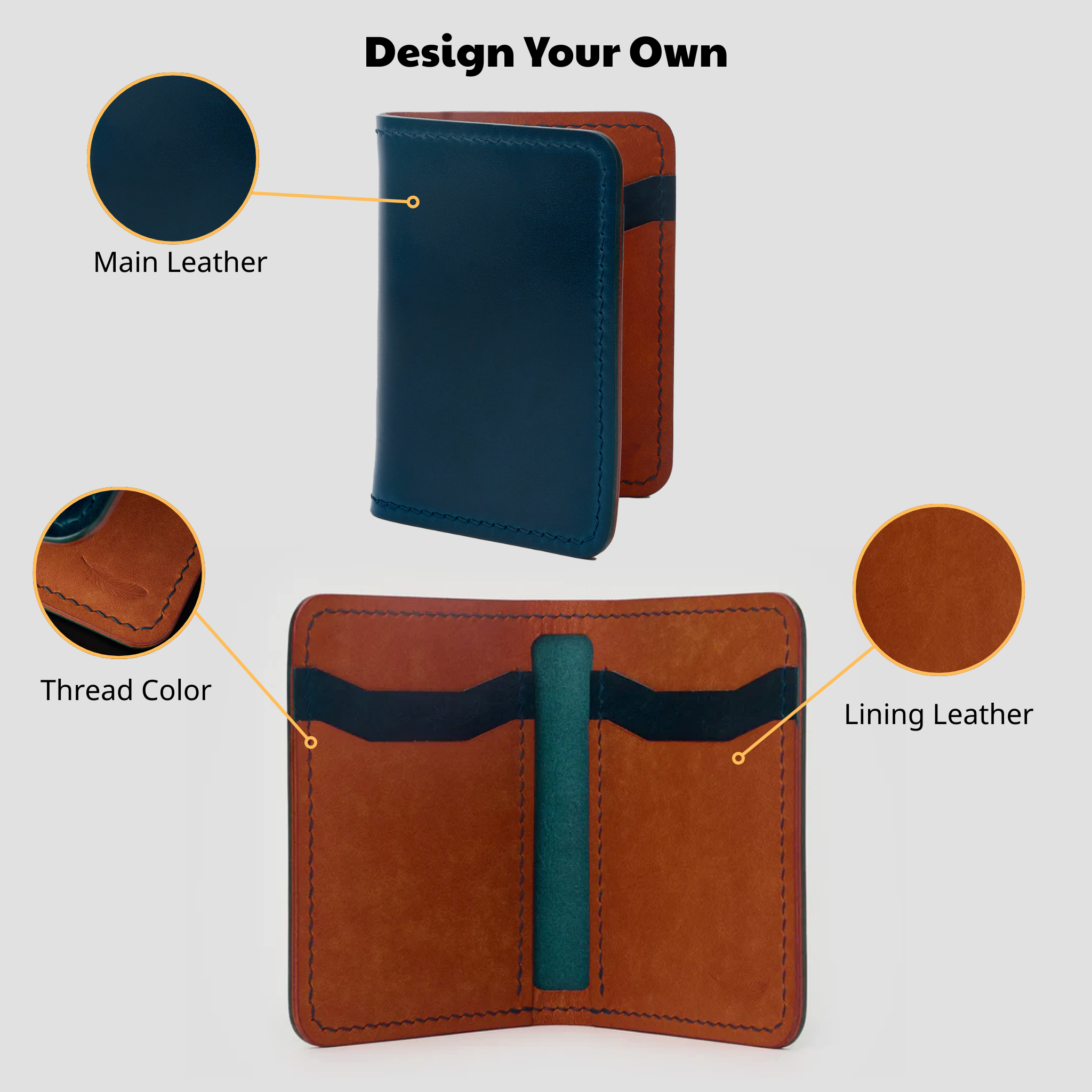 Custom Vertical Bifold Card Holder