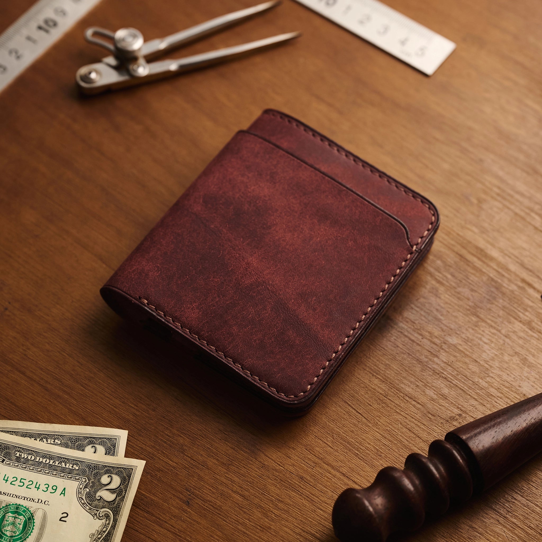 Vertical Pueblo Leather Slim Bifold Wallet Ver 2