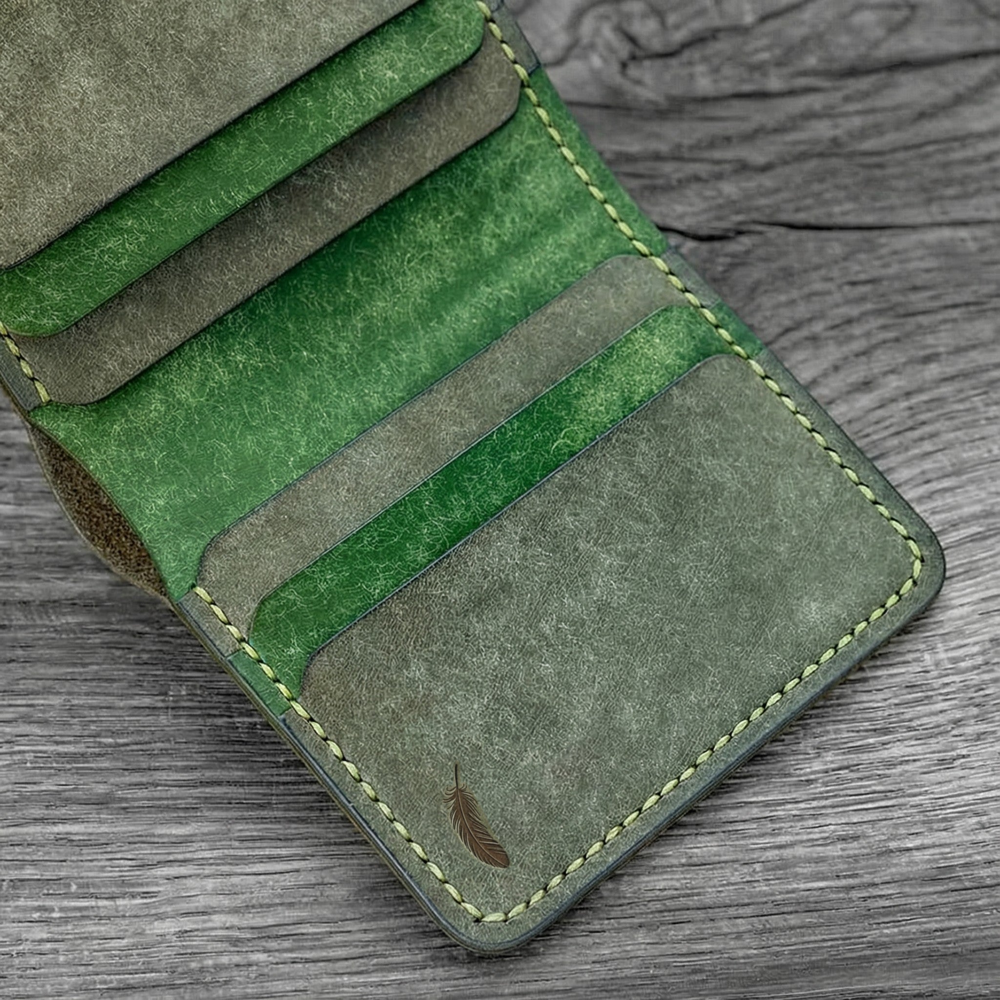 Handmade Italian Leather Bifold Wallet - Veg-Tanned, Slim Bifold