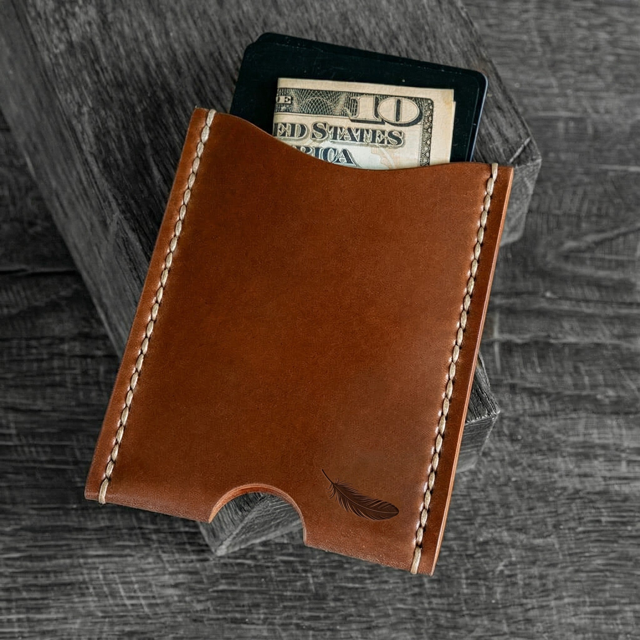 Minimalist Shell Cordovan Leather Card Holder – Slim Front - Pocket Wallet