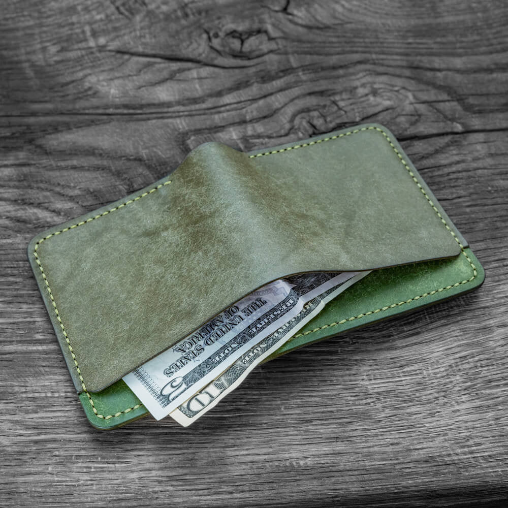 Handmade Italian Leather Bifold Wallet - Veg-Tanned, Slim Bifold