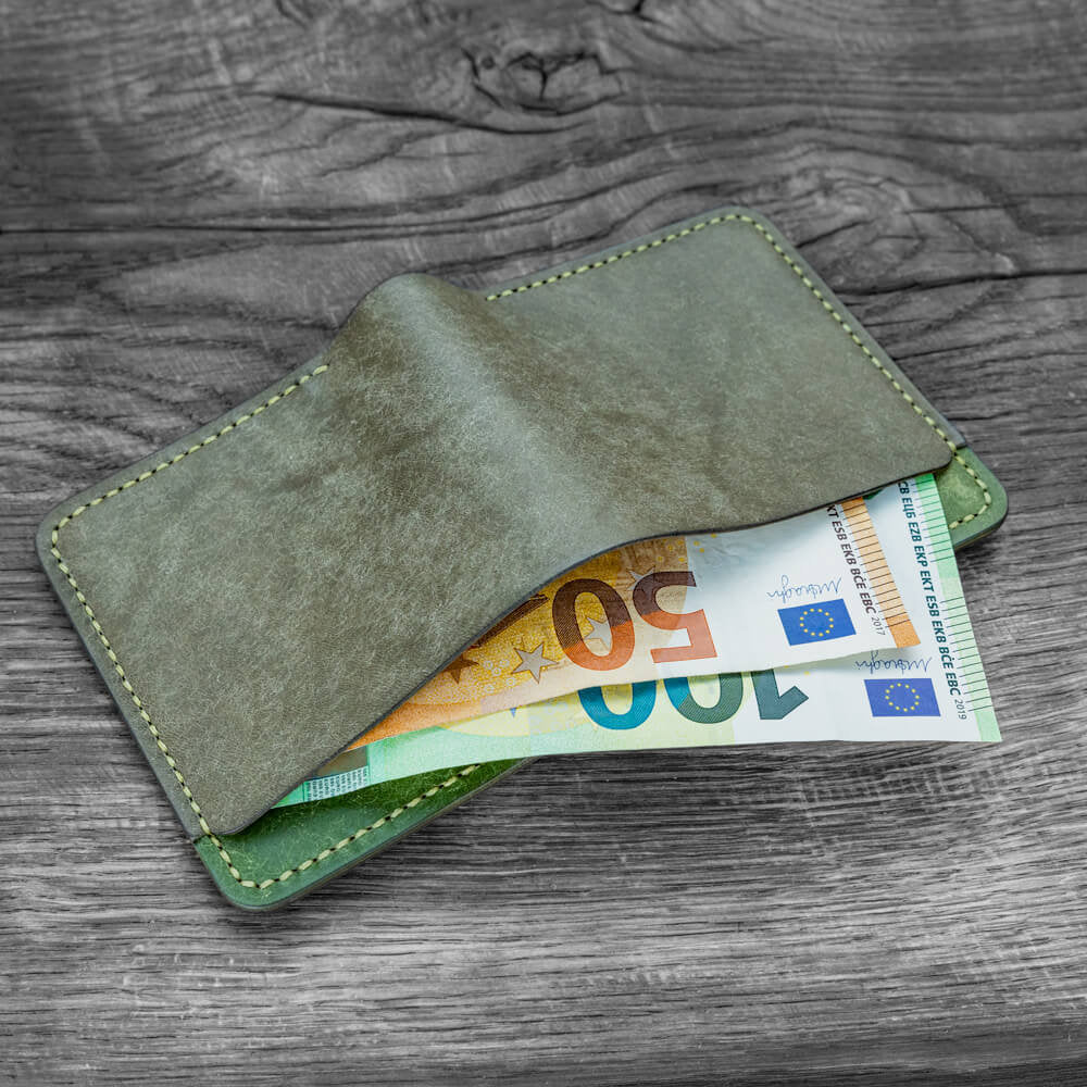 Handmade Italian Leather Bifold Wallet - Veg-Tanned, Slim Bifold