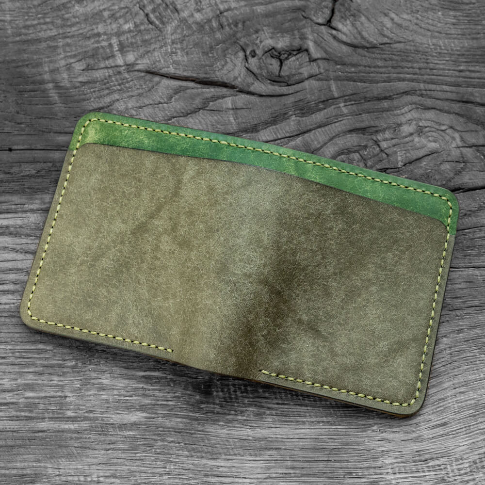 Handmade Italian Leather Bifold Wallet - Veg-Tanned, Slim Bifold