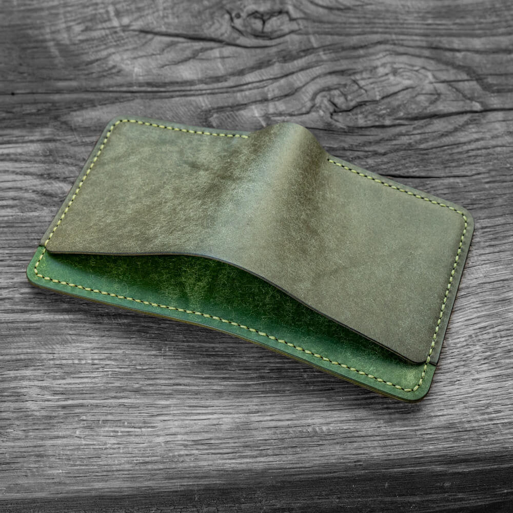 Handmade Italian Leather Bifold Wallet - Veg-Tanned, Slim Bifold