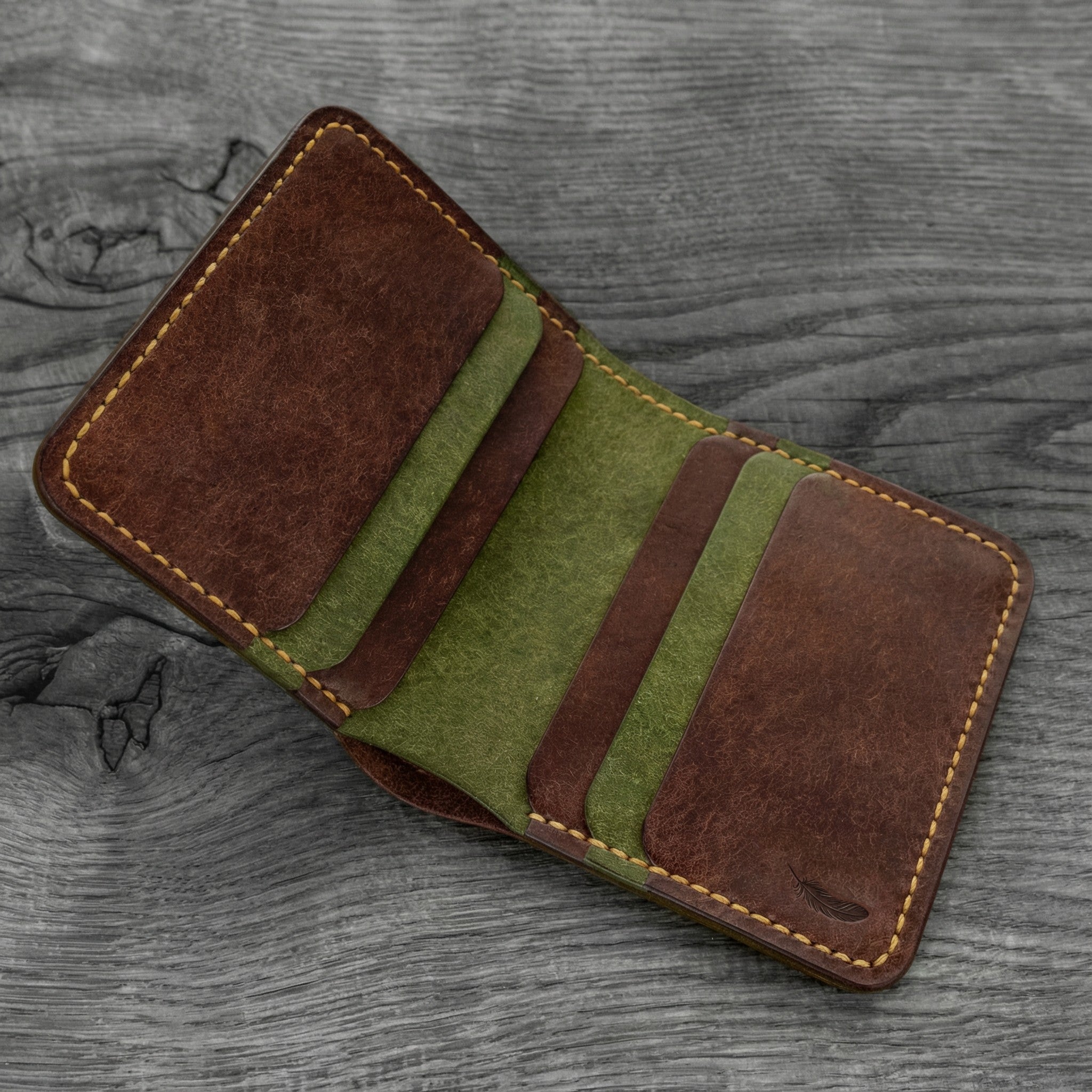 Handmade Italian Leather Bifold Wallet - Veg-Tanned, Slim Bifold