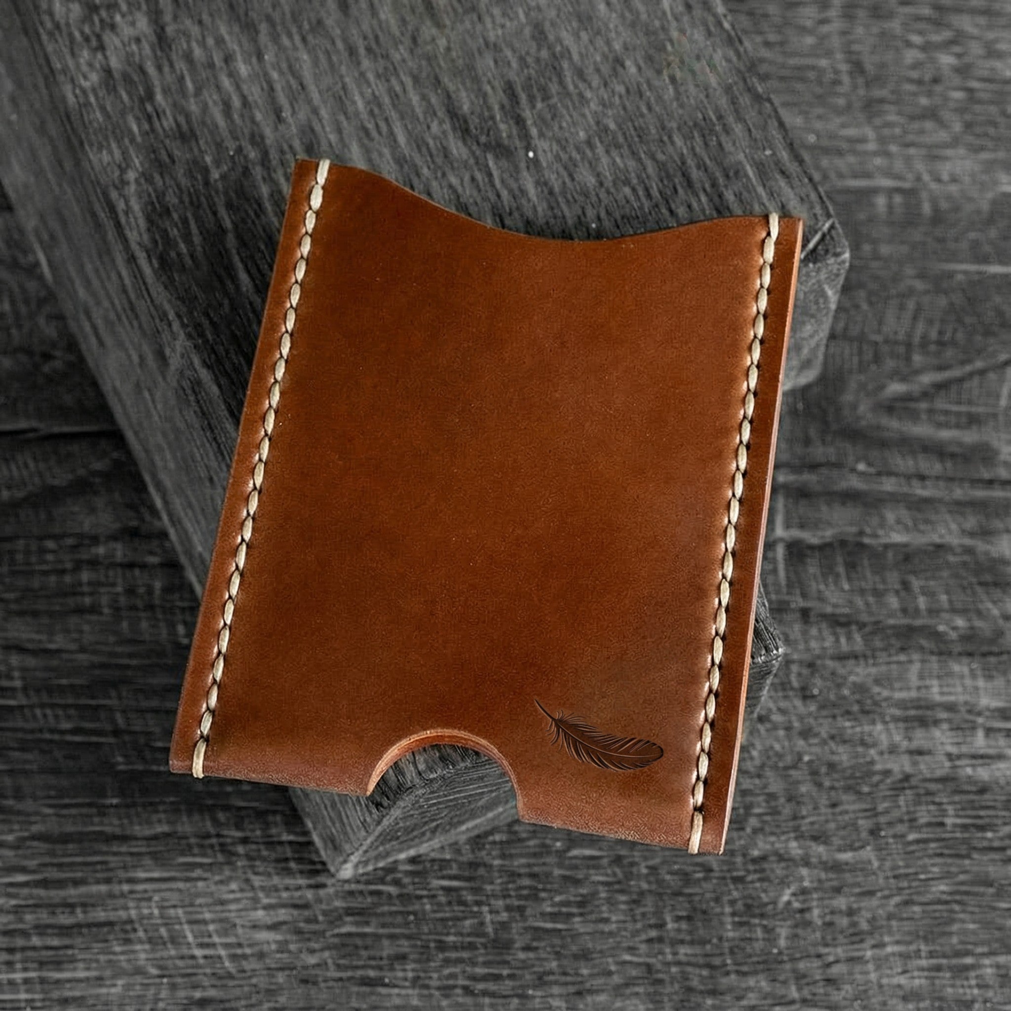 Minimalist Shell Cordovan Leather Card Holder – Slim Front - Pocket Wallet