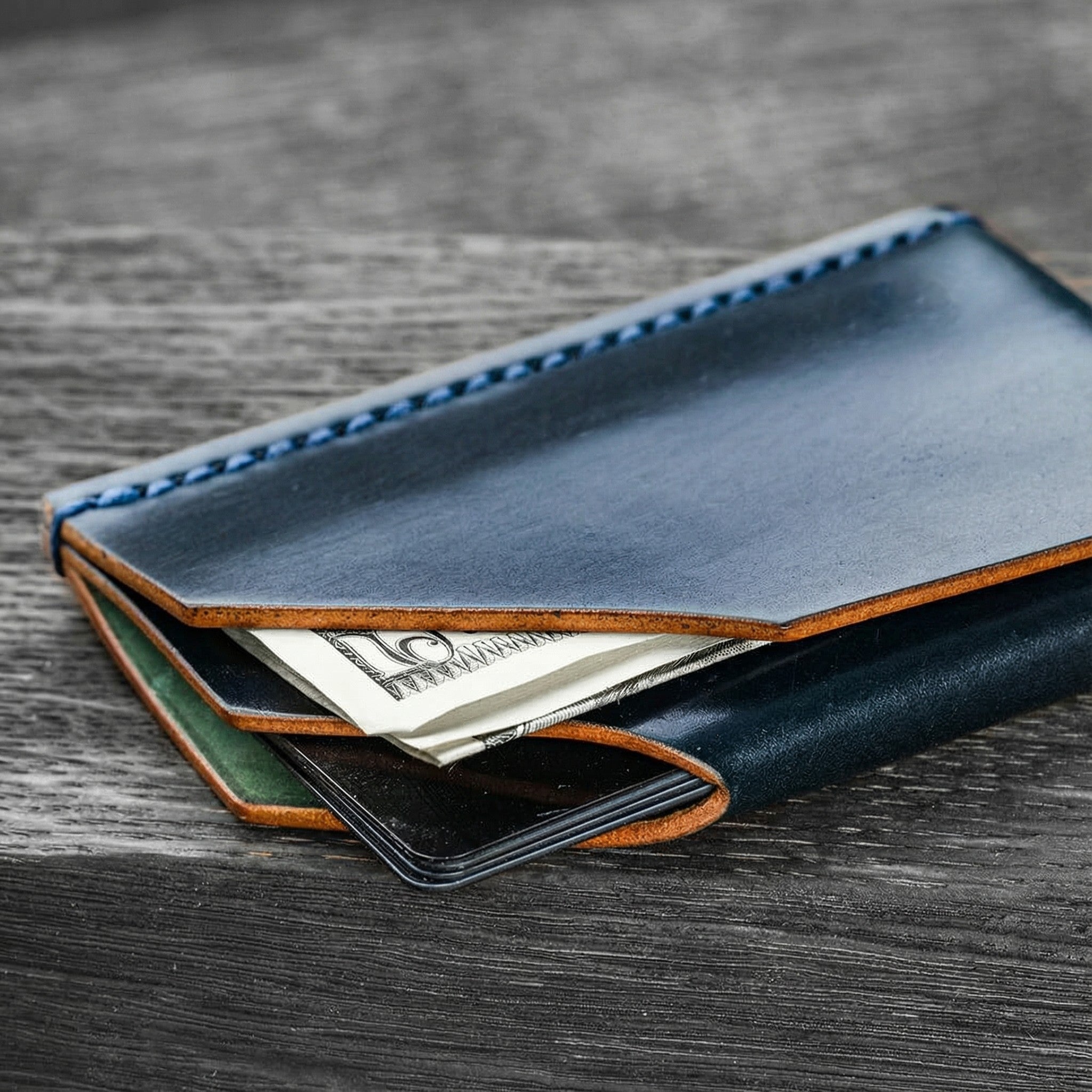 Handmade Horween Shell Cordovan Card Holder – Minimalist Front-Pocket Wallet